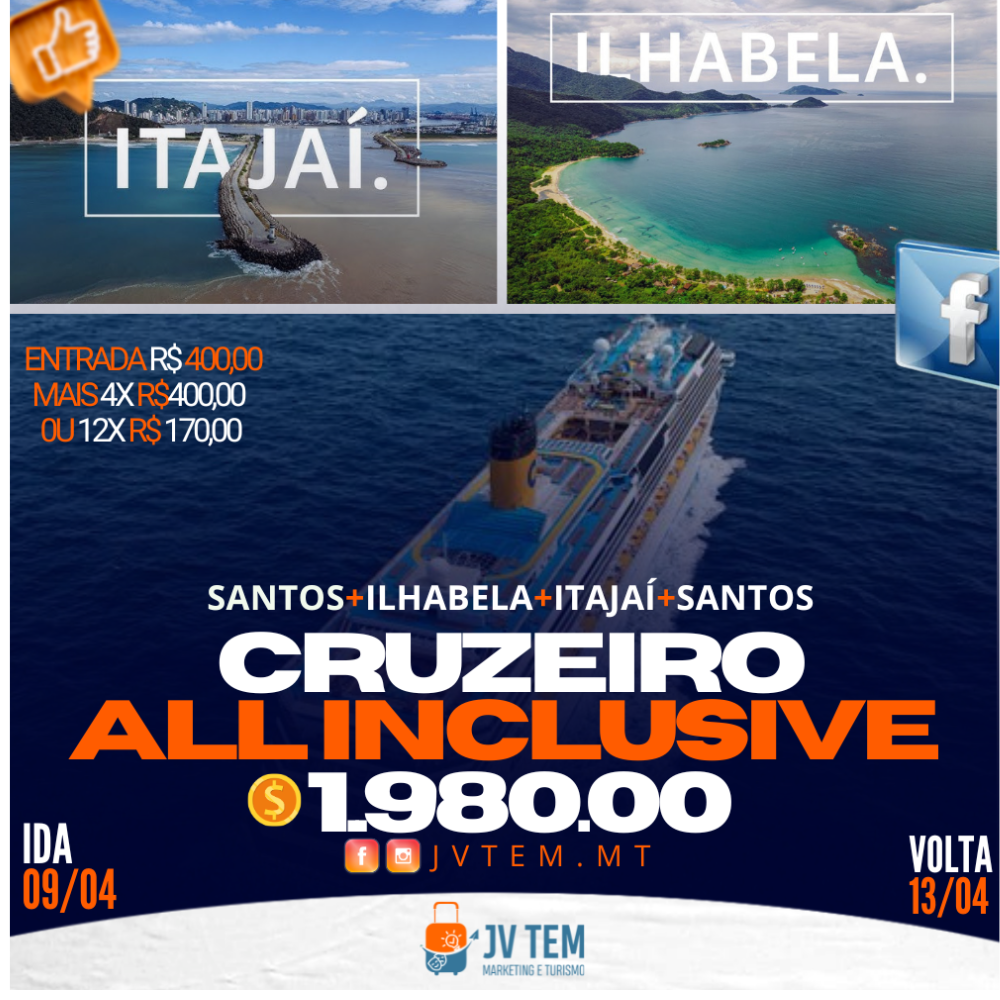 CRUZEIRO SANTOS- ITAJAÍ- ILHABELA- 09 à 13 de Dezembro